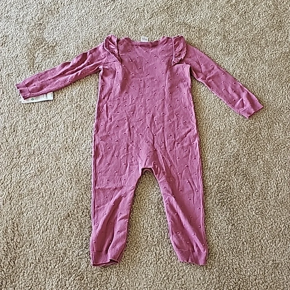 Carters Mauve Long Sleeve Ruffle Romper 24 Months